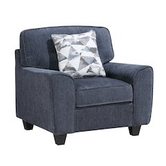 Bennett Chenille 3pc Set: Sofa, Love, Chair in Blue