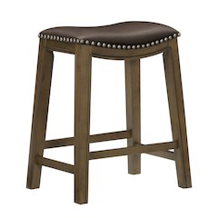 Ordway Solid Wood 24" Height Saddle Stool in Brown