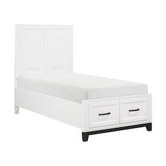 Garretson Acacia Twin Pltfm Bed in 2-Tone Finish (White n Metallic Gray)