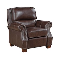 Remington Leather Push Back Reclining Chair in Brown