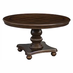 Lordsburg Walnut Veneer Round Dining Table in Brown Cherry