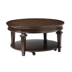 Tobias Poplar Round Cocktail Table in Espresso