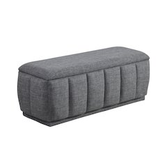 Maize Textured Lift Top Storage Bench in Gray