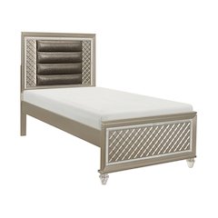 Loudon Asian Hardwood Twin Platform Bed in Champagne Metallic