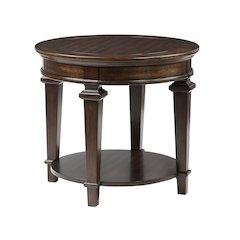Tobias Poplar Round End Table in Espresso