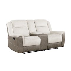 Harriette Chenille Double Reclining Love Seat in Beige