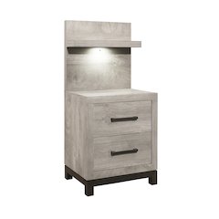 Zephyr Rubberwood Night Stand with Wall Panel in Light Gray
