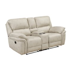 Proctor Microfiber Dbl Reclining Love Seat with Center Console in Sand