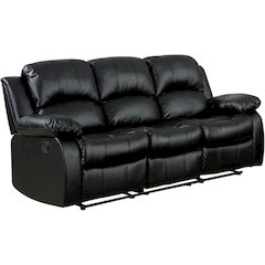 Black Leather Recliner Sofa, Elegant Sofa Recliner for Living Rooms