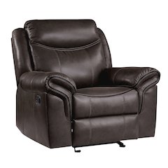 Aram Faux Leather Glider Reclining Chair In Dark Brown