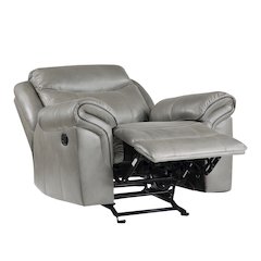Aram Faux Leather Glider Reclining Chair In Gray