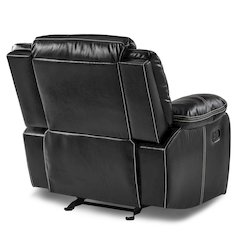 Bastrop Faux Leather Glider Reclining Chair In Black Leather
