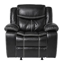 Faux Leather Glider Recliner Chair with Rocking Motion for Nursery, Black