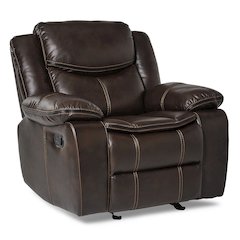 Bastrop Faux Leather Glider Reclining Chair In Black Leather