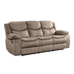 Bastrop Microfiber Double Glider Reclining Sofa In Brown