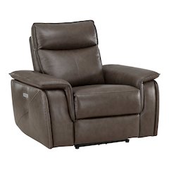 Maroni Leather Power Reclining Chair With Power Headrest In Dark Brown