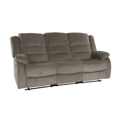 Jarita Microfiber Double Reclining Sofa In Chocolate