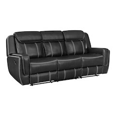 Lexicon Littleton Faux leather Double Reclining Sofa in Black