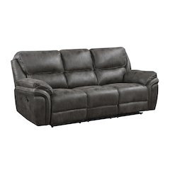 Proctor Microfiber Double Reclining Sofa In Gray