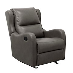 Lexicon Durant Faux Leather Glider Manual Recliner in Gray