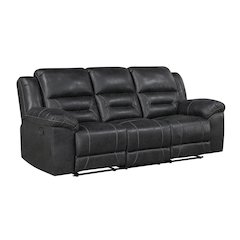 Lexicon Hazen Microfiber Double Reclining Sofa in Black