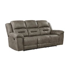 Hazen Microfiber Double Reclining Sofa In Brown