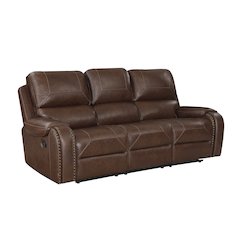 Newnan Faux Leather Double Reclining Sofa In Brown