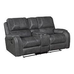 Lexicon Newnan Faux leather Double Glider Reclining Love Seat in Gray