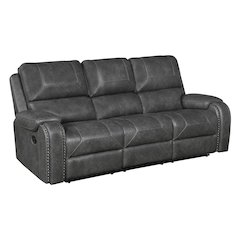 Lexicon Newnan Faux leather Double Reclining Sofa in Gray