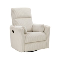 Lexicon Traverse Corduroy Swivel Glider Reclining Chair in Beige