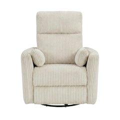 Corduroy Swivel Glider Recliner Chair for Living Room or Nursery, Beige