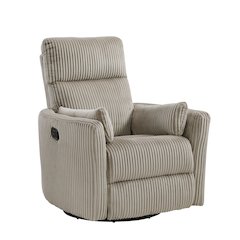 Lexicon Traverse Corduroy Swivel Glider Reclining Chair in Taupe