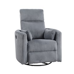 Lexicon Traverse Corduroy Swivel Glider Reclining Chair in Gray