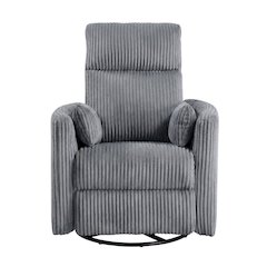 Corduroy Swivel Glider Recliner Chair for Living Room or Nursery, Gray