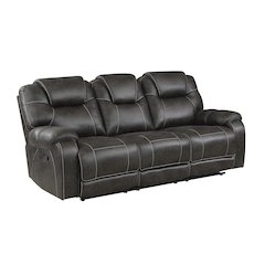 Gainesville Microfiber Double Reclining Sofa In Chocolate