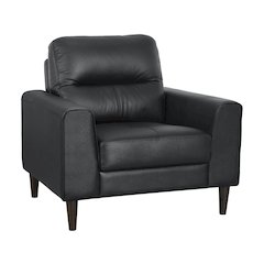 Lewes Leather Arm Chair In Black