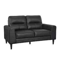 Lewes Leather Love Seat In Black