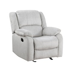Gray Manual Recliner, Plush Reclining Chair for Living Room Comfort