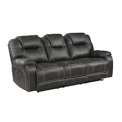 Chocolate Microfiber Double Reclining Sofa