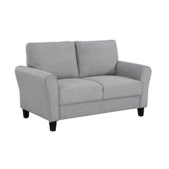 Dark Gray Upholstered Love Seat, Small Loveseat Sofa for Compact Spaces
