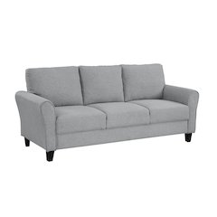Dark Gray Upholstered 3 Seater Couch, Elegant Small Sofa Couch for Living Rooms