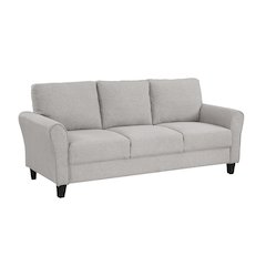 Sand Color Upholstered 3 Seater Couch, Elegant Small Sofa Couch for Living Rooms