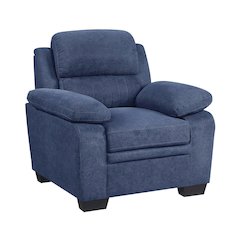 Blue Accent Arm Chair with Comfy Cushions for Living Room Seating