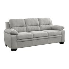 Gray Textured Fabric 3-Seater Couch Sofa Ideal for Living Room