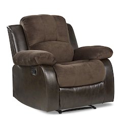 Chocolate Color Fabric Recliner Chair, Plush Manual Recliner for Living Spaces