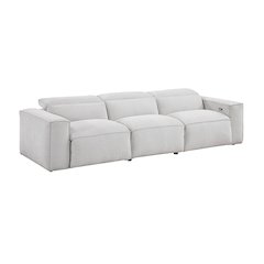 Phoebe Microfiber Power Double Reclining Sofa in Light Gray