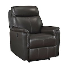 Leif Leather Power Reclining Chair in Dark Brown