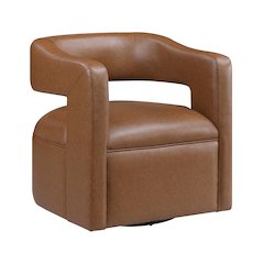 Sawyer Faux Leather Swivel Chair in Camel