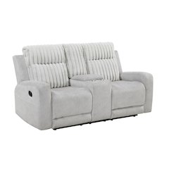Benton Corduroy Double Reclining Love Seat in Light Gray