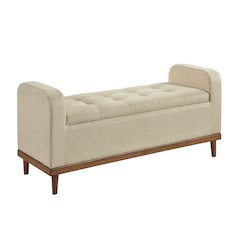 Brigitte Textured Lift Top Storage Bench in Light Brown